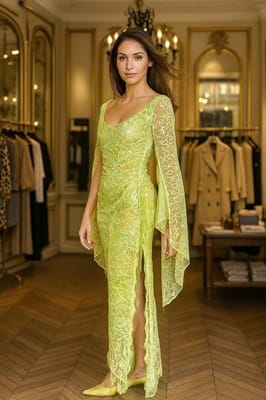 Beaded Lace Long Dress