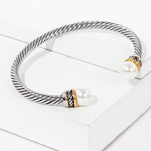 Cuff Bracelet with rope texture antique metal